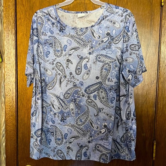 Roaman's Tops - Light Blue Paisley Top